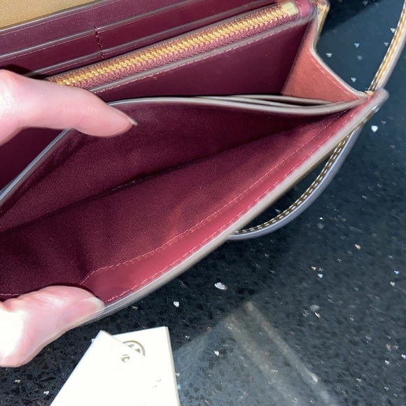 Tory Burch T Monogram Jacquard Wallet Crossbody Clutch Fanny Pack Hazelnut EUC - Picture 14 of 15